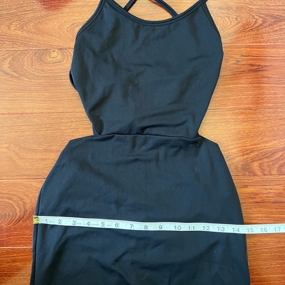 Black Dress with Crisscross Straps and Ruched Back - Picture 9 of 9
